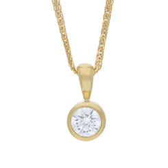 18ct Yellow Gold 0.26ct Diamond Round Solitaire Pendant & Chain