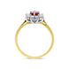 18ct Yellow Gold 0.46ct Ruby Diamond Emerald Cut Cluster Ring, FEU-1475.