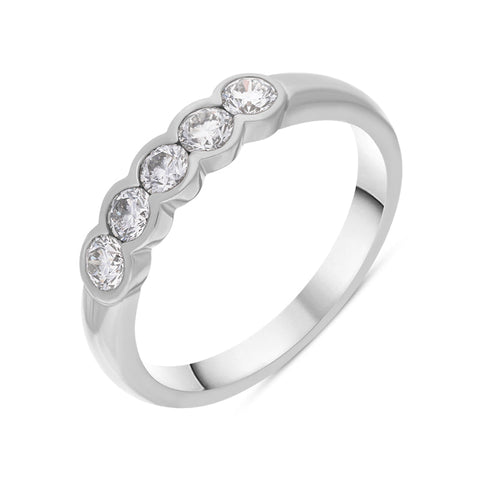 Platinum 0.50ct Diamond Brilliant Cut Bezel Set Ring, FEU-1483.