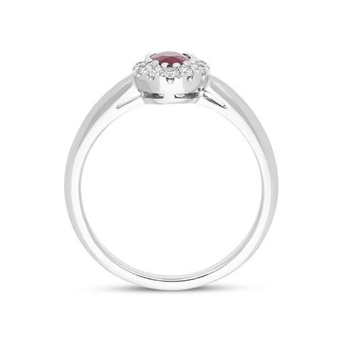 18ct White Gold 0.55ct Ruby Diamond Oval Ring