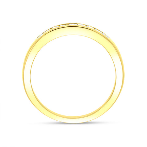18ct Yellow Gold 0.35ct Diamond Princess Cut Channel Set Wedding Half Eternity Ring