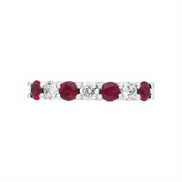 Platinum 0.52ct Ruby Diamond Half Eternity Ring