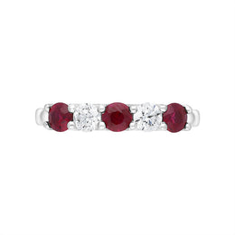 Platinum 0.55ct Ruby Diamond Half Eternity Ring