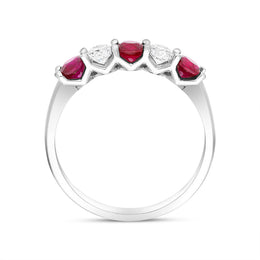 Platinum 0.55ct Ruby Diamond Half Eternity Ring