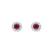 18ct White Gold Ruby Diamond Cluster Earrings
