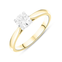 18ct Yellow Gold Diamond Round Brilliant Cut Solitaire Ring
