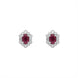 18ct White Gold Ruby Diamond Cluster Oval Stud Earrings