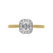 18ct Yellow Gold 0.47ct Diamond Emerald Cut Halo Ring, FEU-582.