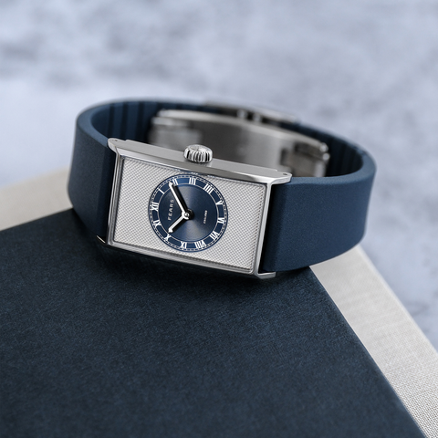 Fears Arnos Pewter Blue Leather Strap Watch