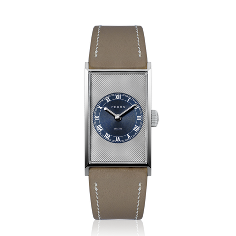Fears Arnos Pewter Blue Leather Strap Watch
