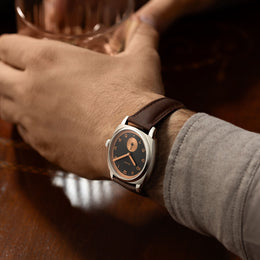 Fears Brunswick 38 Charcoal Rose Leather Strap Watch