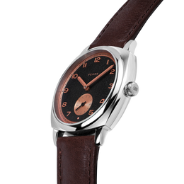 Fears Brunswick 38 Charcoal Rose Leather Strap Watch