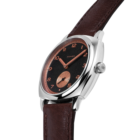 Fears Brunswick 38 Charcoal Rose Leather Strap Watch