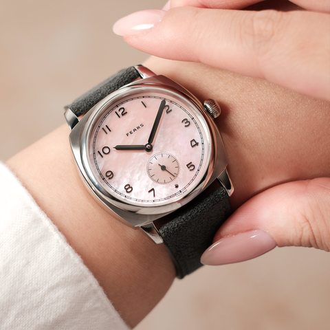 Fears Brunswick 38 Orchid Mother of Pearl Leather Strap Watch