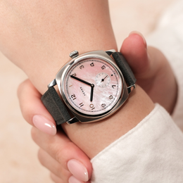 Fears Brunswick 38 Orchid Mother of Pearl Leather Strap Watch