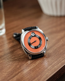 Fears Brunswick 40.5 Jump Hour Coral Lacquer Leather Watch