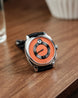Fears Brunswick 40.5 Jump Hour Coral Lacquer Leather Watch