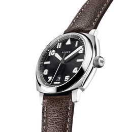Fears Brunswick 40 Filton Raven Black Leather Strap Watch
