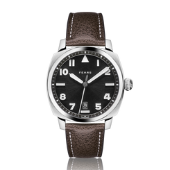Fears Brunswick 40 Filton Raven Black Leather Strap Watch