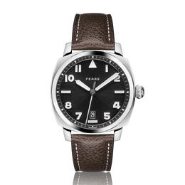 Fears Brunswick 40 Filton Raven Black Leather Strap Watch