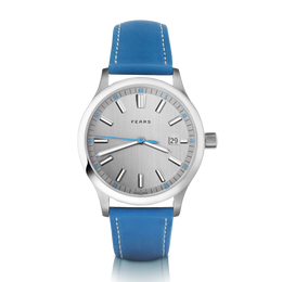 Fears Redcliff 39.5 Date Pewter Grey Leather Strap Watch