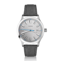 Fears Redcliff 39.5 Date Pewter Grey Leather Strap Watch