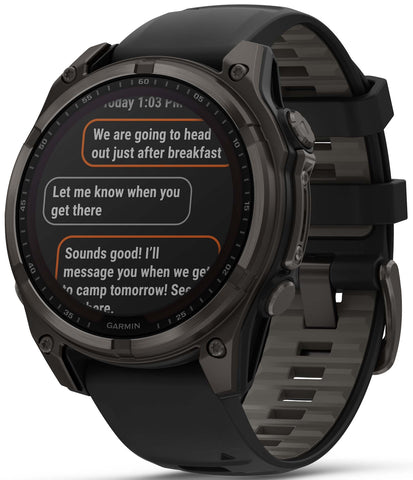 Garmin Fenix 8 47mm Sapphire Solar Carbon Grey DLC Titanium Black Pebble Grey Silicone Watch