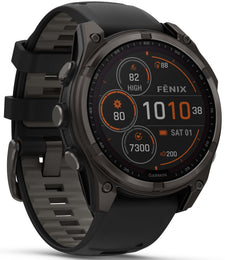 Garmin Fenix 8 47mm Sapphire Solar Carbon Grey DLC Titanium Black Pebble Grey Silicone Watch