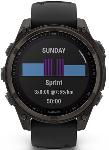 Garmin Fenix 8 47mm Sapphire Solar Carbon Grey DLC Titanium Black Pebble Grey Silicone Watch