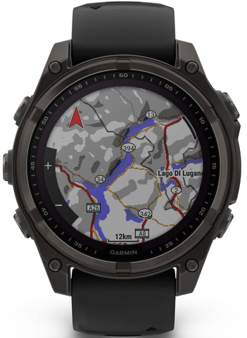 Garmin Fenix 8 47mm Sapphire Solar Carbon Grey DLC Titanium Black Pebble Grey Silicone Watch