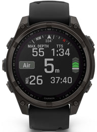 Garmin Fenix 8 47mm Sapphire Solar Carbon Grey DLC Titanium Black Pebble Grey Silicone Watch