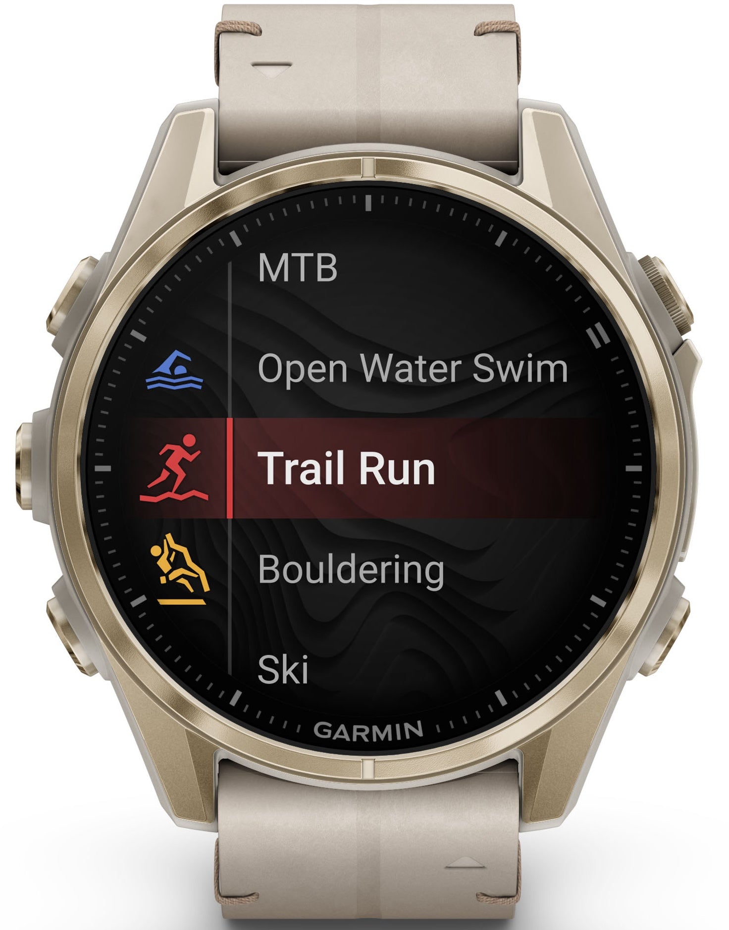 Garmin Fenix 8 43mm Sapphire AMOLED Soft Gold Limestone Leather Watch ...