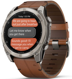 Garmin Fenix 8 51mm Sapphire AMOLED Titanium Chestnut Leather Band Watch