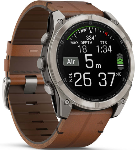 Garmin Fenix 8 51mm Sapphire AMOLED Titanium Chestnut Leather Band Watch