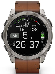 Garmin Fenix 8 51mm Sapphire AMOLED Titanium Chestnut Leather Band Watch
