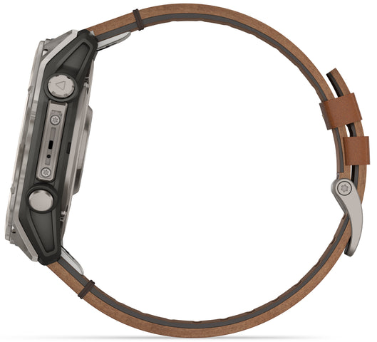 Garmin Fenix 8 51mm Sapphire AMOLED Titanium Chestnut Leather Band Watch