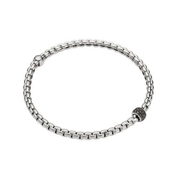 Fope Eka Tiny 18ct White Gold 0.20ct Black Diamond Bracelet, 733B/PAVEN.