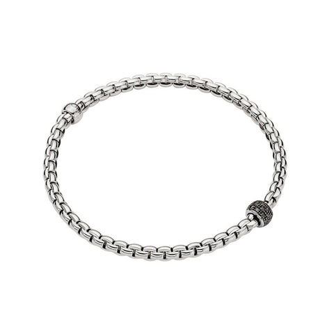 Fope Eka Tiny 18ct White Gold 0.20ct Black Diamond Bracelet, 733B/PAVEN.