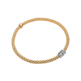 Fope Prima 18ct Yellow Gold 0.07ct Diamond Flexible Bracelet 746B BBR.