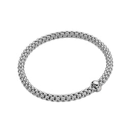 Fope Solo 18ct White Gold 0.01ct Diamond Flexible Bracelet BR620 BBR.