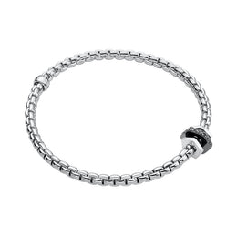 Fope Eka 18ct White Gold 0.16ct Diamond Black Rhodium Rondelle Bracelet 754B/BBRN