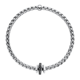 Fope Eka 18ct White Gold 0.16ct Diamond Black Rhodium Rondelle Bracelet 754B/BBRN