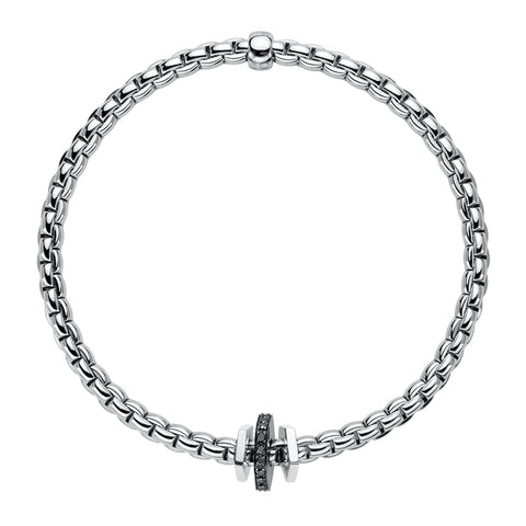 Fope Eka 18ct White Gold 0.16ct Diamond Black Rhodium Rondelle Bracelet 754B/BBRN