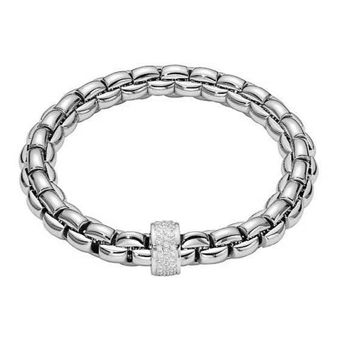 Fope Eka 18ct White Gold 0.63ct Diamond Bracelet, 604B/PAVE.