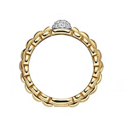 Fope Eka 18ct Yellow Gold 0.10ct Diamond Ring, AN730/PAVE.