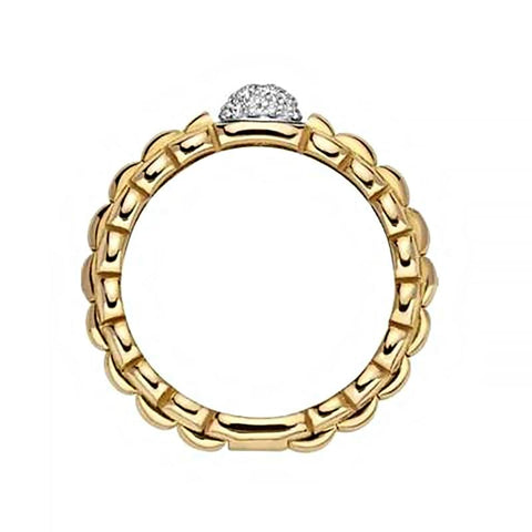 Fope Eka 18ct Yellow Gold 0.10ct Diamond Ring, AN730/PAVE.