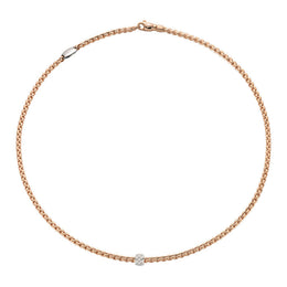 Fope Eka Tiny 18ct Rose Gold 0.07ct Diamond Necklace, 730C/BBR.