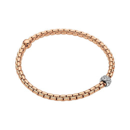 Fope Eka Tiny 18ct Rose Gold 0.19ct Diamond Bracelet, 733B/PAVE.