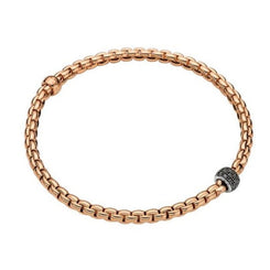 Fope Eka Tiny 18ct Rose Gold 0.20ct Black Diamond Bracelet, 733BPAVEN.