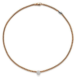 Fope Eka Tiny 18ct Rose Gold 0.22ct Diamond Necklace, 736C/PAVE.